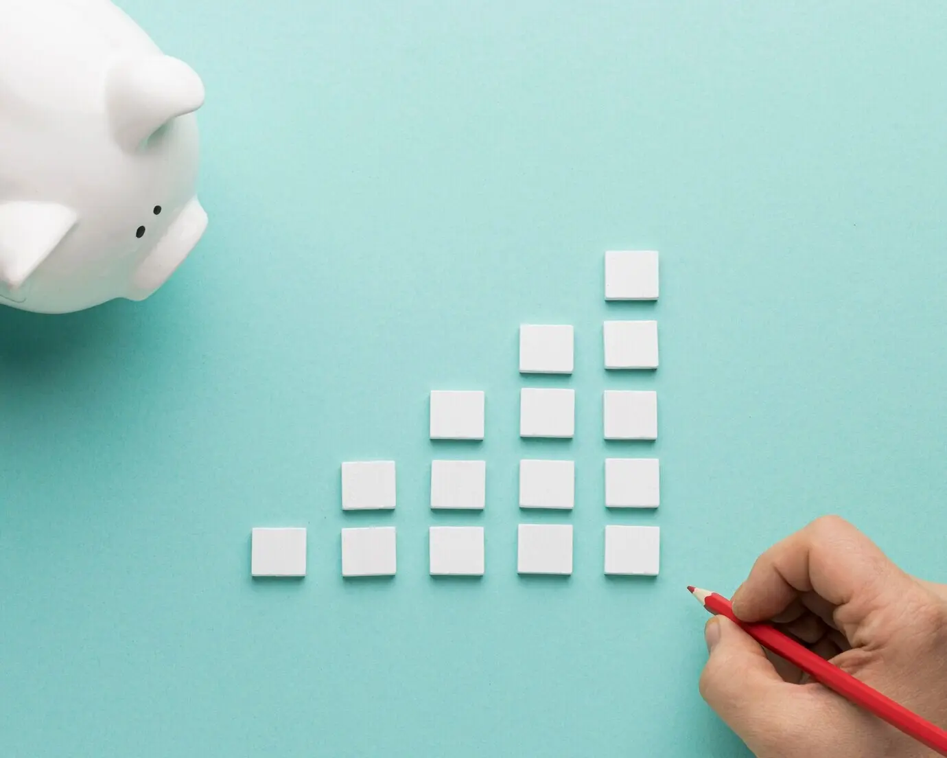 Graphique réalisé à partir de petites cartes blanches.